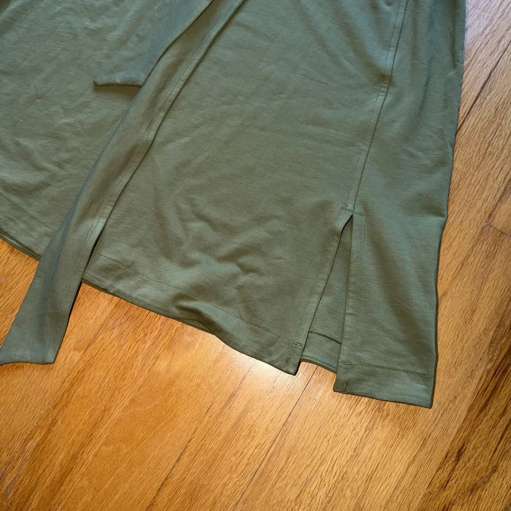 Lululemon Cotton Wrap-Front T-Shirt Dress 2 Green Short Sleeve Casual Athleisure